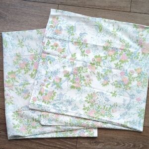 2 RARE Vintage Martex King Pillowcases - Blue Cherub Angels Pink Floral USA Made